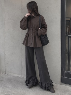 「CORNERS（コーナーズ）のアイテム（パンツ）」を使った、kuririnさん（レディース・159cm）の秋コーディネート