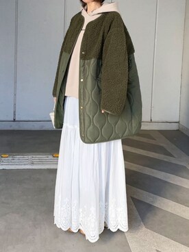 「CORNERS（コーナーズ）のYOGAプリントロンT（Tシャツ/カットソー）」を使った、kuririnさん（レディース・159cm）の冬コーディネート