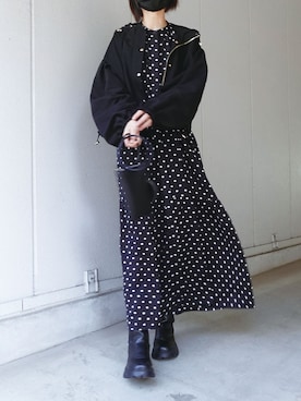 「CORNERS（コーナーズ）のアイテム（マウンテンパーカー）」を使った、kuririnさん（レディース・159cm）の冬コーディネート