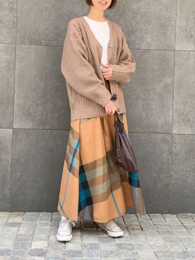 「CORNERS（コーナーズ）のYOGAプリントロンT（Tシャツ/カットソー）」を使った、kuririnさん（レディース・159cm）の秋コーディネート