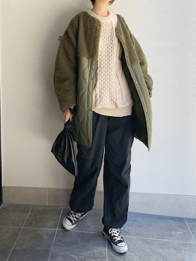 「CORNERS（コーナーズ）のYOGAプリントロンT（Tシャツ/カットソー）」を使った、kuririnさん（レディース・159cm）の秋コーディネート