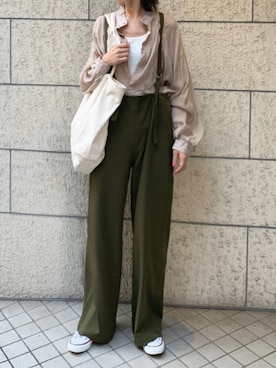 「CORNERS（コーナーズ）のアイテム（タンクトップ）」を使った、kuririnさん（レディース・159cm）の秋コーディネート