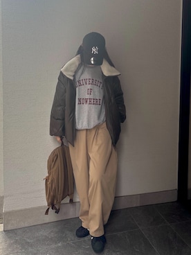 「アイテム（ダウンジャケット/コート）」を使った、kuririnさん（レディース・159cm）の秋コーディネート