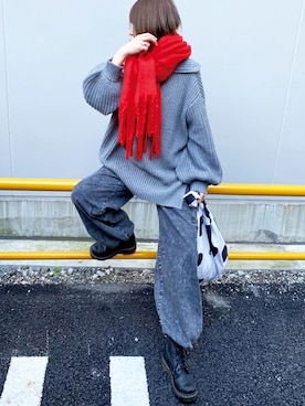 「CORNERS（コーナーズ）のYOGAプリントロンT（Tシャツ/カットソー）」を使った、kuririnさん（レディース・159cm）の冬コーディネート