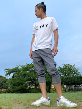 「roshell（ロシェル）のアイテム（パンツ）」を使った、JUNKAPPLEさん（メンズ・169cm）の夏コーディネート