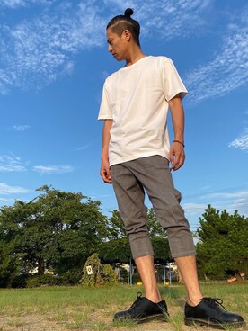 「roshell（ロシェル）のアイテム（パンツ）」を使った、JUNKAPPLEさん（メンズ・169cm）の夏コーディネート