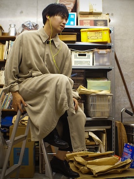 「MY THINKS（マイシンクス）のアイテム」を使った、肉日本さん（メンズ・172cm）の秋コーディネート