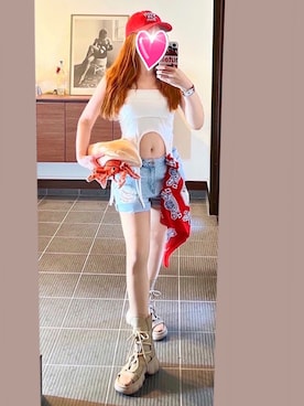 「アイテム（財布/小物）」を使った、致し方なく課金さん（レディース・157cm）の夏コーディネート
