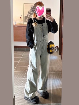「アイテム（ヘアアクセサリー）」を使った、致し方なく課金さん（レディース・157cm）の秋コーディネート