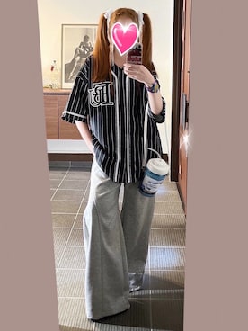 「アイテム（スウェットパンツ）」を使った、致し方なく課金さん（レディース・157cm）の秋コーディネート