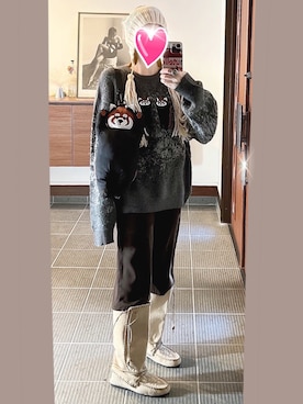 「Design Tshirts Store graniph（デザイン　ティーシャツ　ストア　グラニフ）のアイテム」を使った、致し方なく課金さん（レディース・157cm）の冬コーディネート