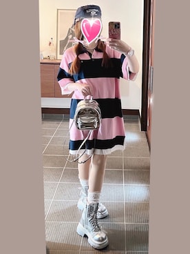 「アイテム（チョーカー）」を使った、致し方なく課金さん（レディース・157cm）の秋コーディネート