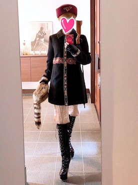 「ブーツイン」｜「アイテム（その他アウター）」を使った、致し方なく課金さん（レディース・157cm）の冬コーディネート