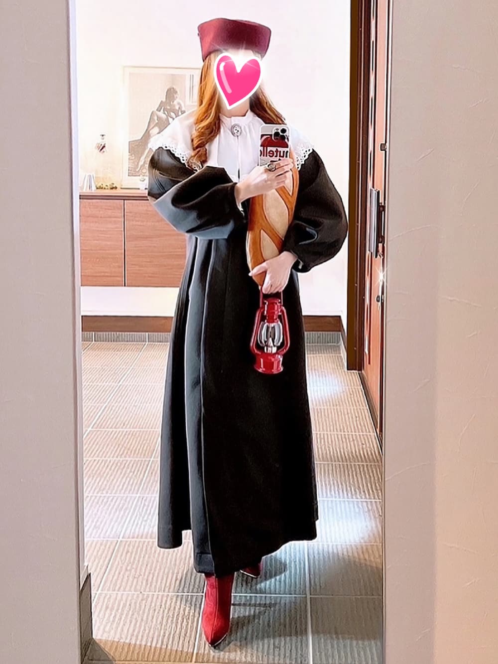 美品 ペルナ perna アウターボリューム袖ロングコートＬ PERNA（ペルナ）の「ボリューム袖ロングコート（その他アウター