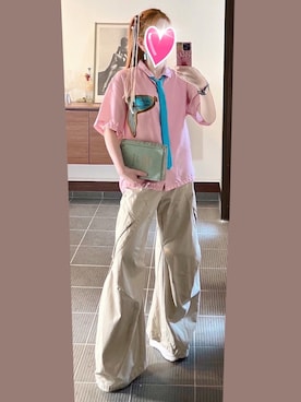 「アイテム（イヤリング）」を使った、致し方なく課金さん（レディース・157cm）の夏コーディネート