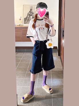 「アイテム（レッグウェア）」を使った、致し方なく課金さん（レディース・157cm）の夏コーディネート