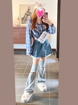 「BARELY BLUE（ベアリーブルー）のアイテム」を使った、致し方なく課金さん（レディース・157cm）の秋コーディネート