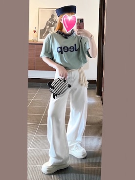 「アイテム（アナログ腕時計、ゴールド系）」を使った、致し方なく課金さん（レディース・157cm）の夏コーディネート
