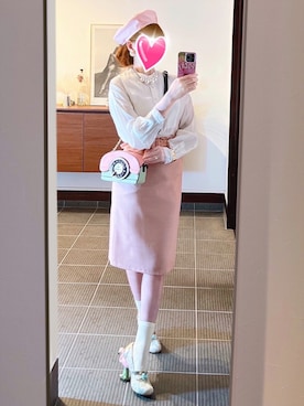 「パールアクセ」｜「アイテム（アナログ腕時計）」を使った、致し方なく課金さん（レディース・157cm）の春コーディネート