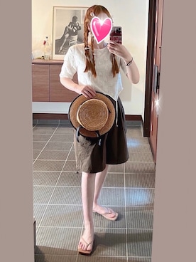 「ハーフパンツ」｜「アイテム（その他）」を使った、致し方なく課金さん（レディース・157cm）の夏コーディネート