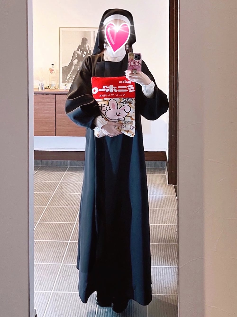 美品 ペルナ perna アウターボリューム袖ロングコートＬ PERNA（ペルナ）の「ボリュームキルティングロングコート