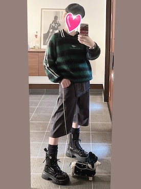 「アイテム（イヤーカフ）」を使った、致し方なく課金さん（レディース・157cm）の秋コーディネート