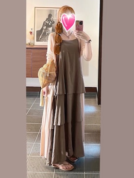 「アイテム（腕時計、ブラウン系）」を使った、致し方なく課金さん（レディース・157cm）の夏コーディネート