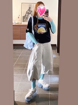 「アイテム（腕時計、ブルー系）」を使った、致し方なく課金さん（レディース・157cm）の夏コーディネート