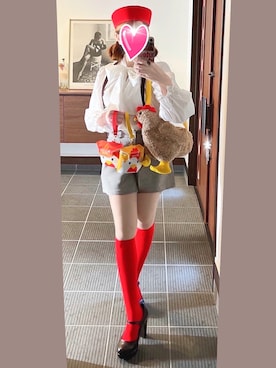 「アイテム（ポーチ）」を使った、致し方なく課金さん（レディース・157cm）の春コーディネート