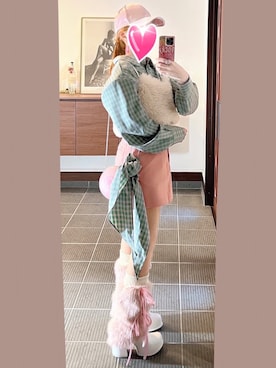 「アイテム（イヤリング）」を使った、致し方なく課金さん（レディース・157cm）の冬コーディネート