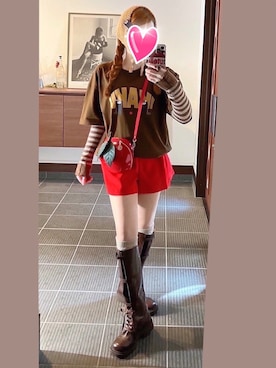 「アイテム（バレッタ/ヘアクリップ）」を使った、致し方なく課金さん（レディース・157cm）の秋コーディネート