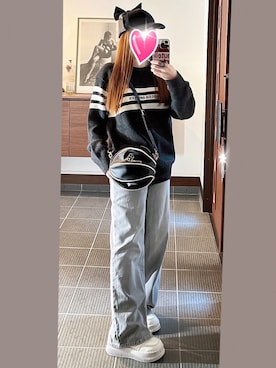 「Guess（ゲス）のアイテム」を使った、致し方なく課金さん（レディース・157cm）の春コーディネート