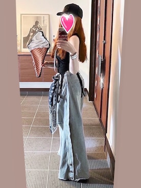 「アイテム（クラッチバッグ）」を使った、致し方なく課金さん（レディース・157cm）の夏コーディネート
