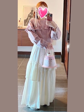 「アイテム（ヘアアクセサリー）」を使った、致し方なく課金さん（レディース・157cm）の秋コーディネート