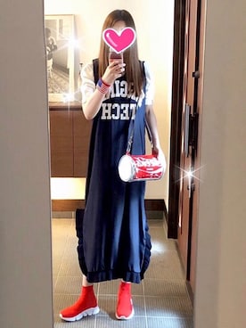 「STYLENANDA（スタイルナンダ）のアイテム（ジャンパースカート）」を使った、致し方なく課金さん（レディース・156cm）の夏コーディネート