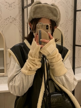 「ボストンバッグ」｜「アイテム（PC・スマホグッズ/家電）」を使った、𝗁𝗂𝗄𝖺さん（レディース・165cm）の冬コーディネート