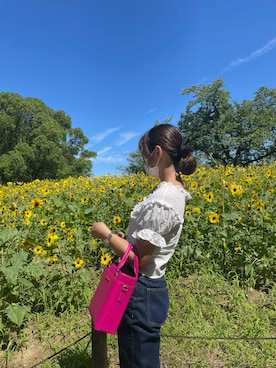 「ひまわり畑」｜「アイテム（パンツ）」を使った、ゆんさん（レディース・158cm）の夏コーディネート