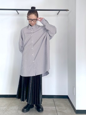 「アコーディオンプリーツ」｜「アイテム（スカート）」を使った、tomocoさん（レディース・158cm）の冬コーディネート