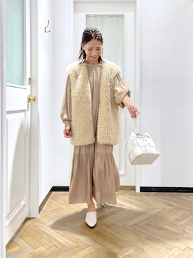 「OUVRAGE CLASSE（ウヴラージュクラス）のマルチウェイロングワンピース（ワンピース）」を使った、tomocoさん（レディース・158cm）の秋コーディネート