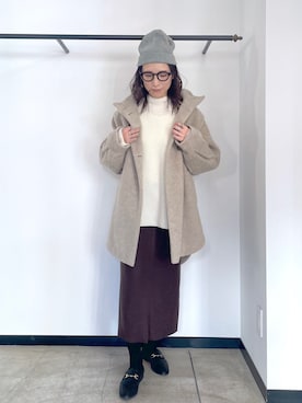 「158cm」｜「アイテム（ローファー）」を使った、tomocoさん（レディース・158cm）の冬コーディネート