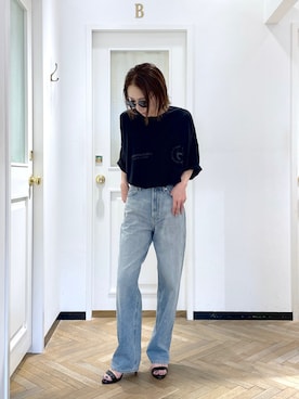 「ブラックTシャツ」｜tomocoさん（レディース・158cm）の春コーディネート
