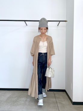 「OUVRAGE CLASSE（ウヴラージュクラス）のマルチウェイロングワンピース（ワンピース）」を使った、tomocoさん（レディース・158cm）の秋コーディネート