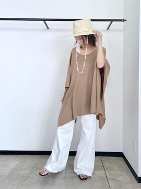 「ヤヌーク」｜「アイテム（帽子）」を使った、tomocoさん（レディース・158cm）の夏コーディネート