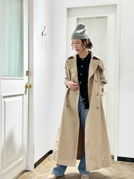 「アウターコーデ」｜「アイテム（トレンチコート）」を使った、tomocoさん（レディース・158cm）の春コーディネート