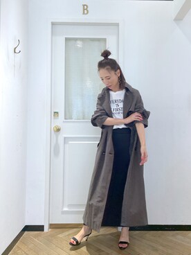 「秋先取りコーデ」｜「アイテム（トレンチコート）」を使った、tomocoさん（レディース・158cm）の夏コーディネート