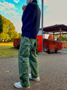 「アイテム（スリッポン、ホワイト系）」を使った、N.Sさん（メンズ・170cm）の冬コーディネート