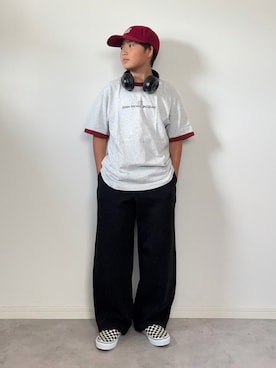 「GU（ジーユー）のアイテム（帽子）」を使った、M&Kさん（キッズ・142cm）の夏コーディネート