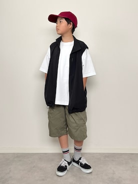「VANS（バンズ）のアイテム」を使った、M&Kさん（キッズ・142cm）の夏コーディネート