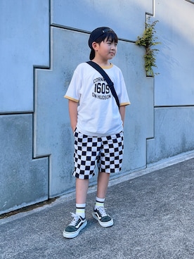 「Right-on（ライトオン）のアイテム（パンツ）」を使った、M&Kさん（キッズ・127cm）の夏コーディネート