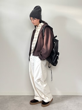 「アイテム（バックパック/リュック）」を使った、M&Kさん（レディース・155cm）の冬コーディネート